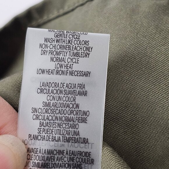 Cottagecore Boho Simple Fit Flare Olive Green Short Dress Summer TommyHilfiger 2 - Picture 9 of 12